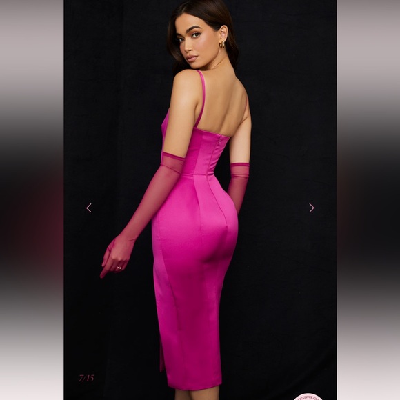 House of CB Pink Satin Slip Dress - Picture 2 of 6